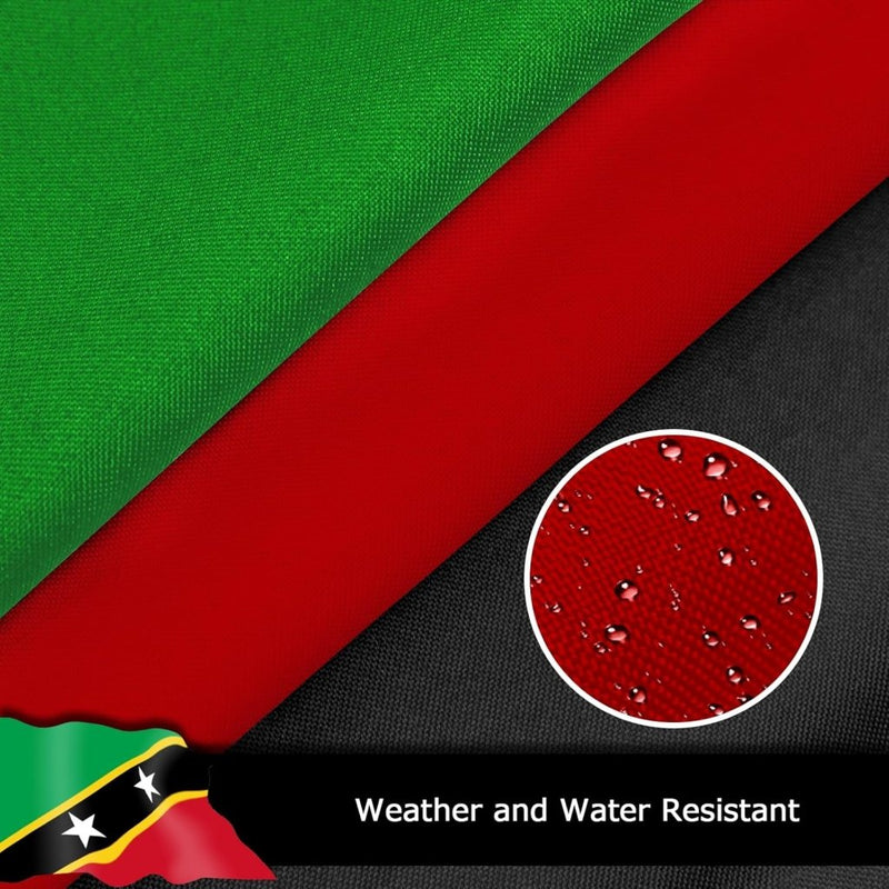 Saint Kitts and Nevis Flag for Outside, 400D Heavy Duty Polyester, Double - Sided Printing, Quadruple Stitched Fly Hem, Fade Resistant, 2 Brass Grommets