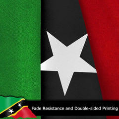 Saint Kitts and Nevis Flag for Outside, 400D Heavy Duty Polyester, Double - Sided Printing, Quadruple Stitched Fly Hem, Fade Resistant, 2 Brass Grommets