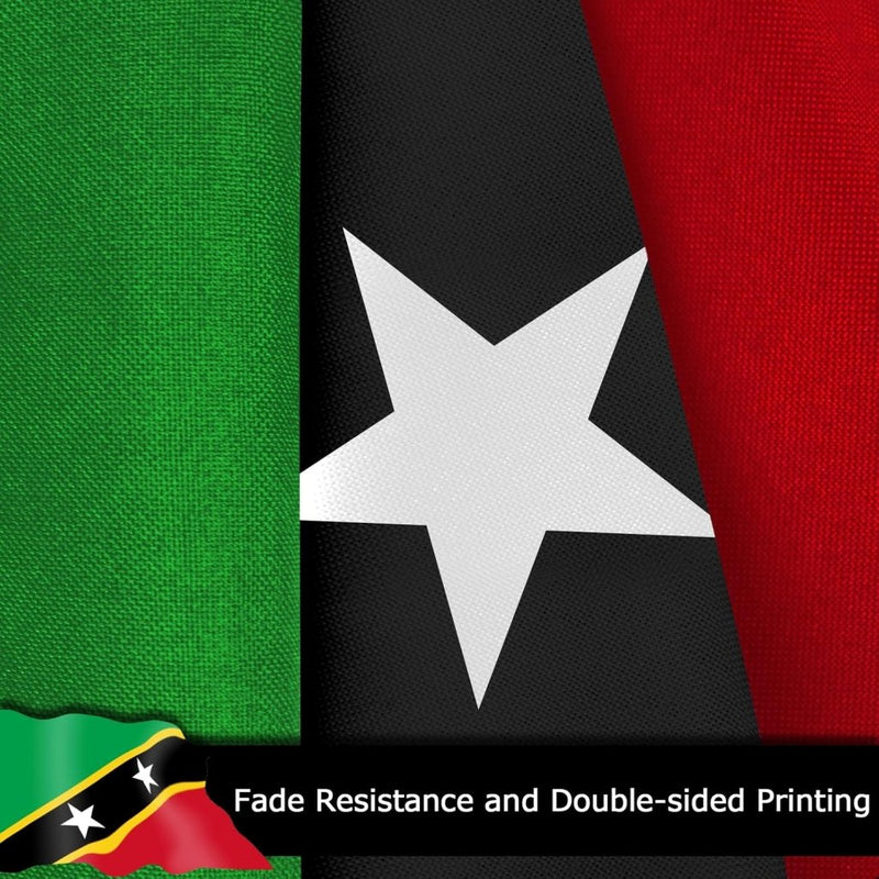 Saint Kitts and Nevis Flag for Outside, 400D Heavy Duty Polyester, Double - Sided Printing, Quadruple Stitched Fly Hem, Fade Resistant, 2 Brass Grommets