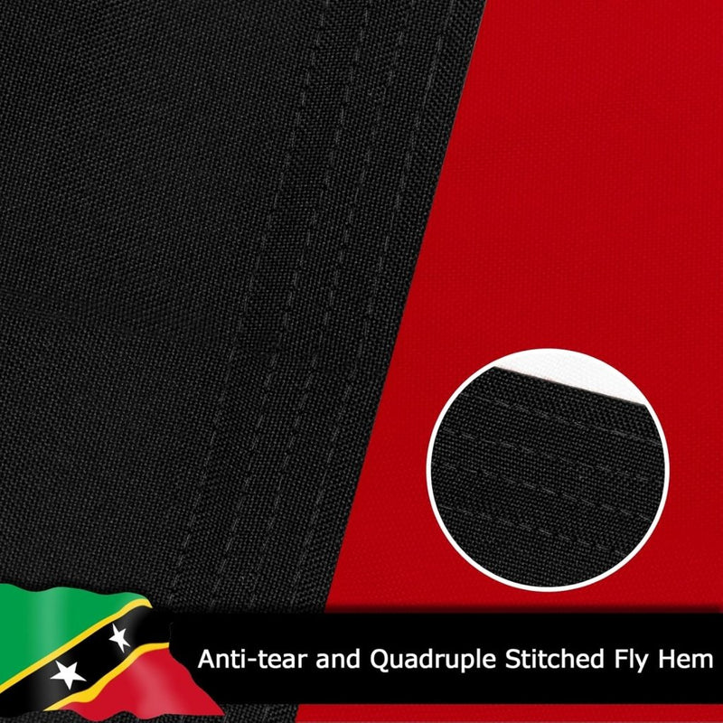 Saint Kitts and Nevis Flag for Outside, 400D Heavy Duty Polyester, Double - Sided Printing, Quadruple Stitched Fly Hem, Fade Resistant, 2 Brass Grommets