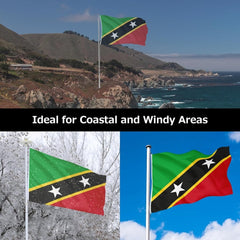 Saint Kitts and Nevis Flag for Outside, 400D Heavy Duty Polyester, Double - Sided Printing, Quadruple Stitched Fly Hem, Fade Resistant, 2 Brass Grommets