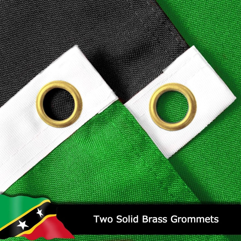 Saint Kitts and Nevis Flag for Outside, 400D Heavy Duty Polyester, Double - Sided Printing, Quadruple Stitched Fly Hem, Fade Resistant, 2 Brass Grommets