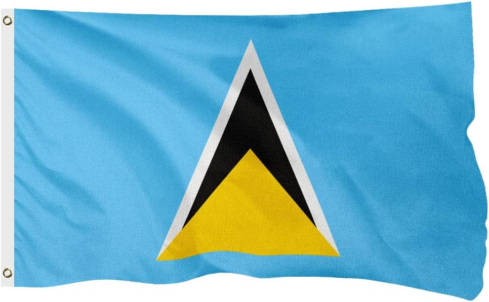 Saint Lucia Saint Lucian Flag for Outside, 400D Heavy Duty Polyester, Double - Sided Printing, Quadruple Stitched Fly Hem, Fade Resistant, 2 Brass Grommets