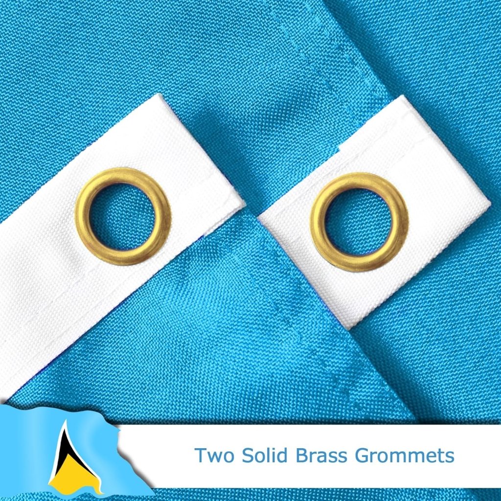 Saint Lucia Saint Lucian Flag for Outside, 400D Heavy Duty Polyester, Double - Sided Printing, Quadruple Stitched Fly Hem, Fade Resistant, 2 Brass Grommets