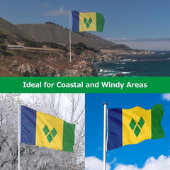 Saint Vincent and the Grenadines Vincentian Flag for Outside, 400D Heavy Duty Polyester, Double - Sided Printing, Quadruple Stitched Fly Hem, Fade Resistant, 2 Brass Grommets