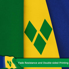 Saint Vincent and the Grenadines Vincentian Flag for Outside, 400D Heavy Duty Polyester, Double - Sided Printing, Quadruple Stitched Fly Hem, Fade Resistant, 2 Brass Grommets