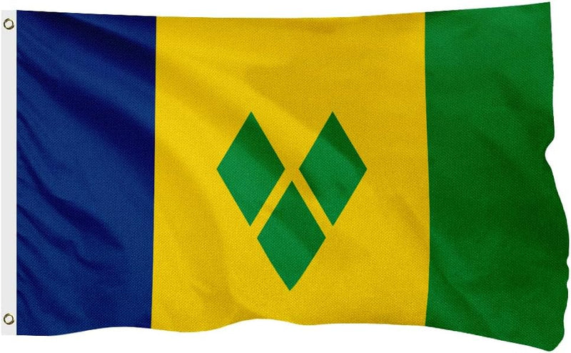 Saint Vincent and the Grenadines Vincentian Flag for Outside, 400D Heavy Duty Polyester, Double - Sided Printing, Quadruple Stitched Fly Hem, Fade Resistant, 2 Brass Grommets