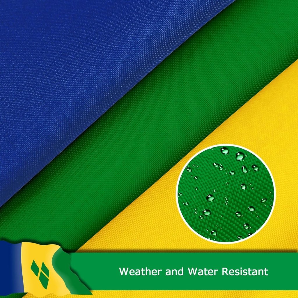 Saint Vincent and the Grenadines Vincentian Flag for Outside, 400D Heavy Duty Polyester, Double - Sided Printing, Quadruple Stitched Fly Hem, Fade Resistant, 2 Brass Grommets