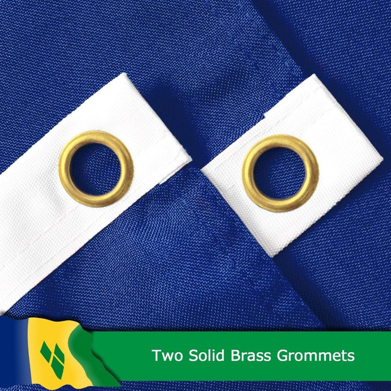 Saint Vincent and the Grenadines Vincentian Flag for Outside, 400D Heavy Duty Polyester, Double - Sided Printing, Quadruple Stitched Fly Hem, Fade Resistant, 2 Brass Grommets