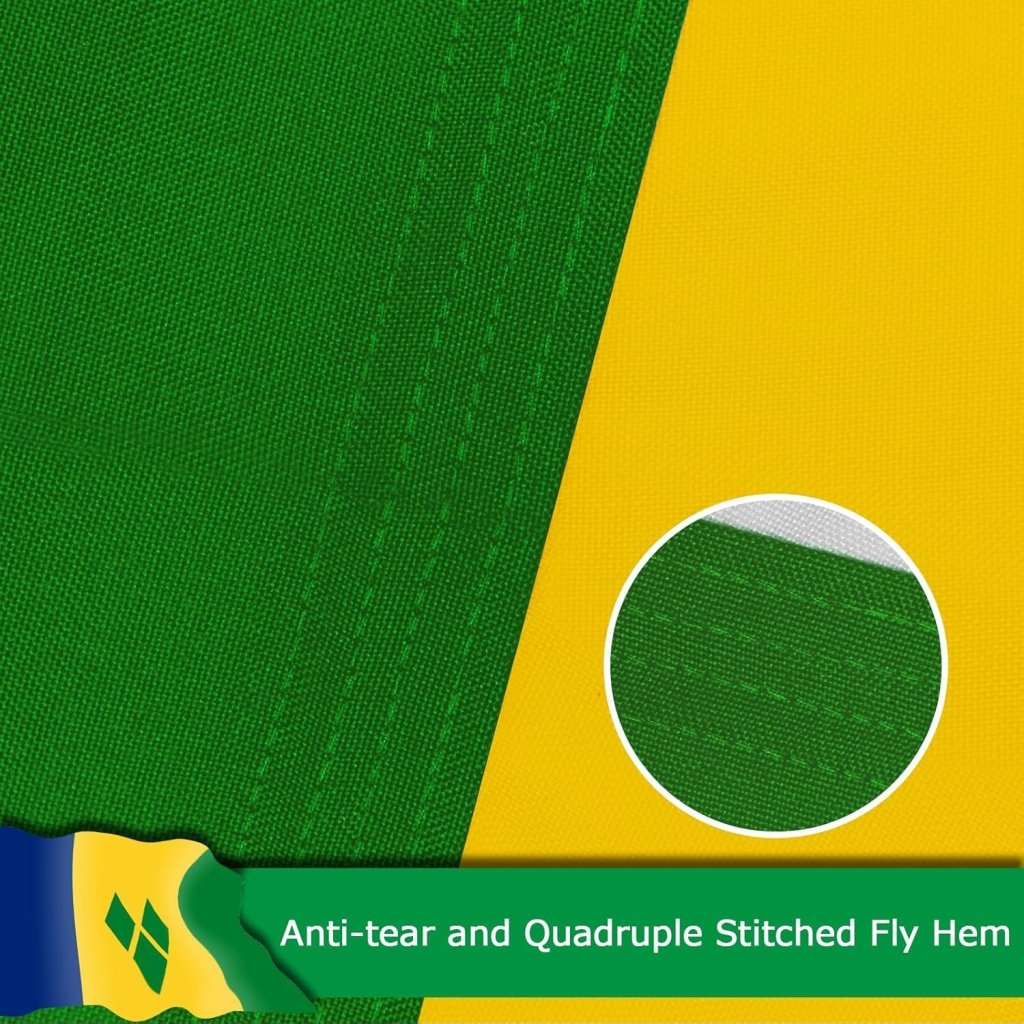 Saint Vincent and the Grenadines Vincentian Flag for Outside, 400D Heavy Duty Polyester, Double - Sided Printing, Quadruple Stitched Fly Hem, Fade Resistant, 2 Brass Grommets