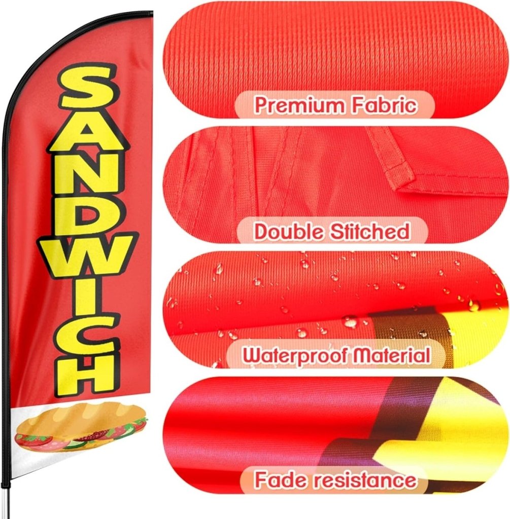 Sandwich Sign - 8ft Sandwich Feather Flag!（Flagpole Not Included） - FSFlag
