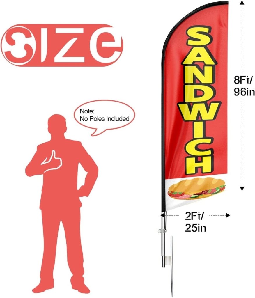 Sandwich Sign - 8ft Sandwich Feather Flag!（Flagpole Not Included） - FSFlag