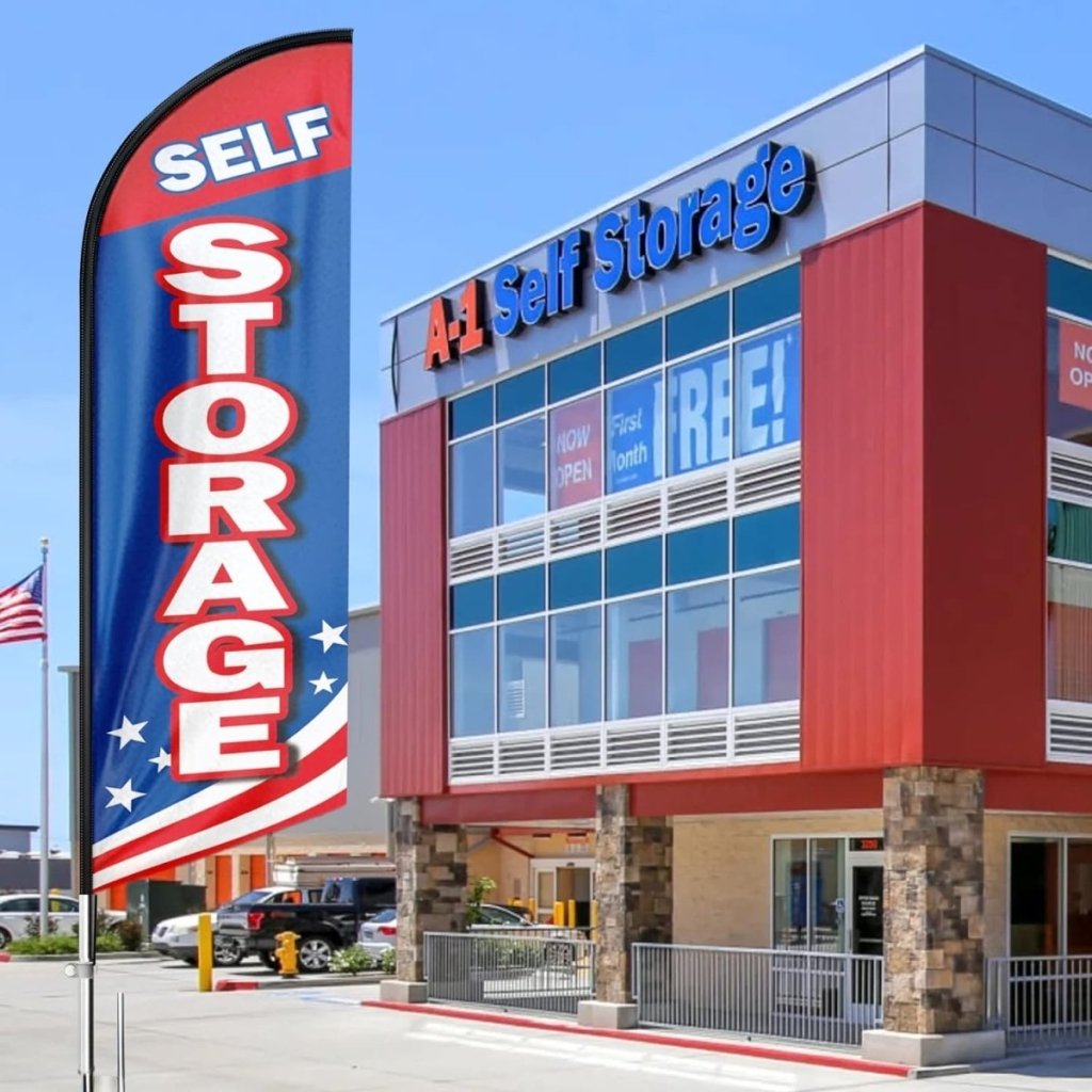 Self Storage Signs - 8ft Self Storage Feather Flag Banner for Self Storage Business（Flagpole Not Included） - FSFlag