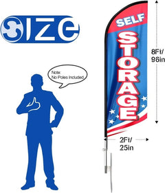 Self Storage Signs - 8ft Self Storage Feather Flag Banner for Self Storage Business（Flagpole Not Included） - FSFlag