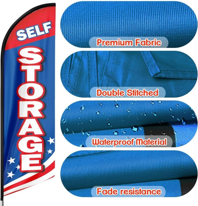 Self Storage Signs - 8ft Self Storage Feather Flag Banner for Self Storage Business（Flagpole Not Included） - FSFlag