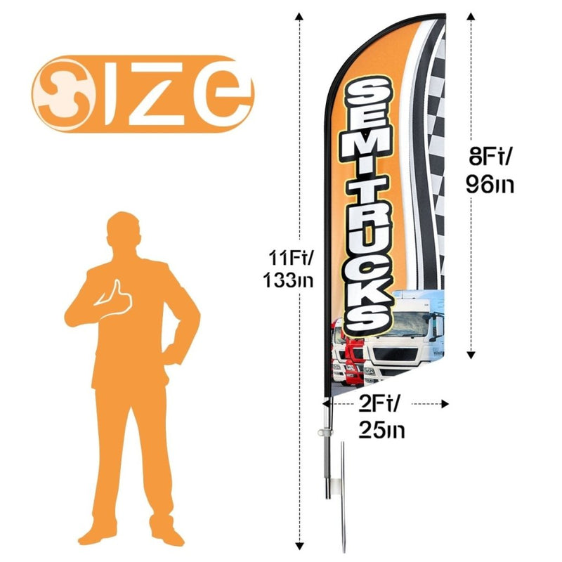 Semi Truck Signs - FSFLAG Semi Trucks Swooper Flag Feather Flag Pole Kit - FSFlag