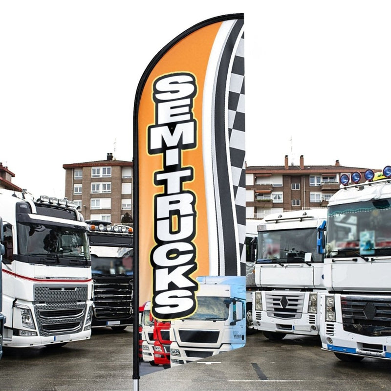 Semi Truck Signs - FSFLAG Semi Trucks Swooper Flag Feather Flag Pole Kit - FSFlag