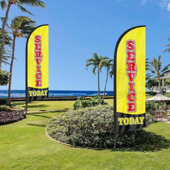 Service Today Feather Flag: Advertising Banner for Service Today Business (8ft) - FSFlag