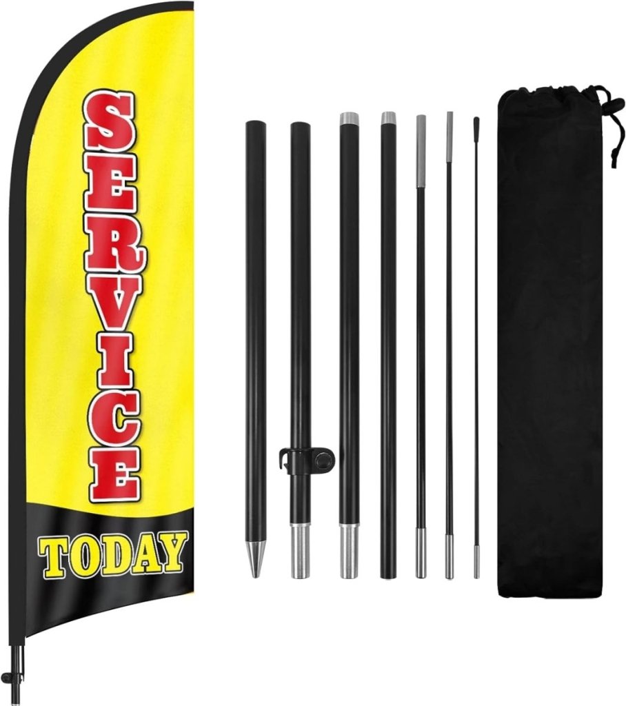 Service Today Feather Flag: Advertising Banner for Service Today Business (8ft) - FSFlag