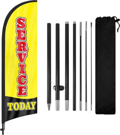 Service Today Feather Flag: Advertising Banner for Service Today Business (8ft) - FSFlag