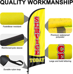 Service Today Feather Flag: Advertising Banner for Service Today Business (8ft) - FSFlag