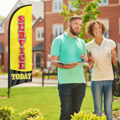 Service Today Feather Flag: Advertising Banner for Service Today Business (8ft) - FSFlag