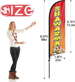 Shawarma sign Kit - 8ft Shawarma Feather Flag with Pole and Stake - FSFlag