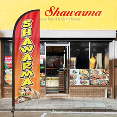 Shawarma sign Kit - 8ft Shawarma Feather Flag with Pole and Stake - FSFlag
