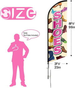 Shoes Sign - 8ft Shoes Feather Flag for Shoes Business（Flagpole Not Included） - FSFlag