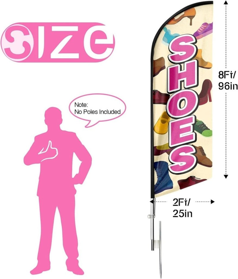 Shoes Sign - 8ft Shoes Feather Flag for Shoes Business（Flagpole Not Included） - FSFlag