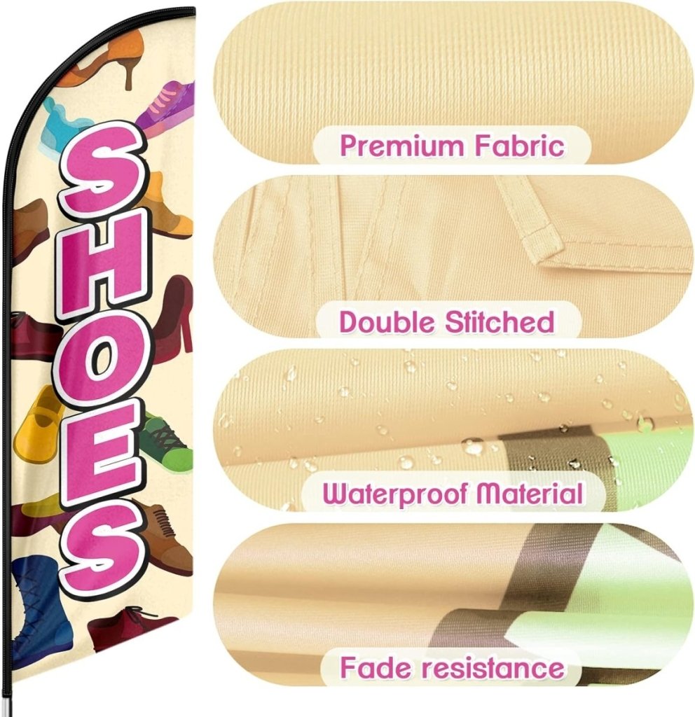 Shoes Sign - 8ft Shoes Feather Flag for Shoes Business（Flagpole Not Included） - FSFlag