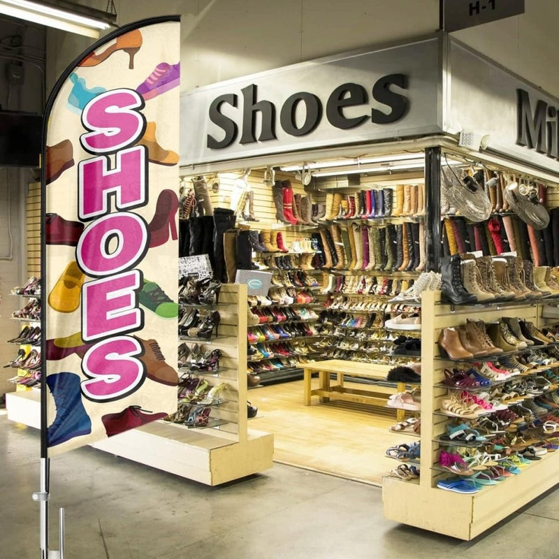 Shoes Sign - 8ft Shoes Feather Flag for Shoes Business（Flagpole Not Included） - FSFlag