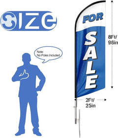 Sign For Sale - 8ft Blue Feather Flag for Business（Flagpole Not Included） - FSFlag