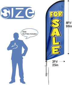 Sign For Sale - 8ft Blue Sale Feather Flag for For Sale Business（Flagpole Not Included） - FSFlag