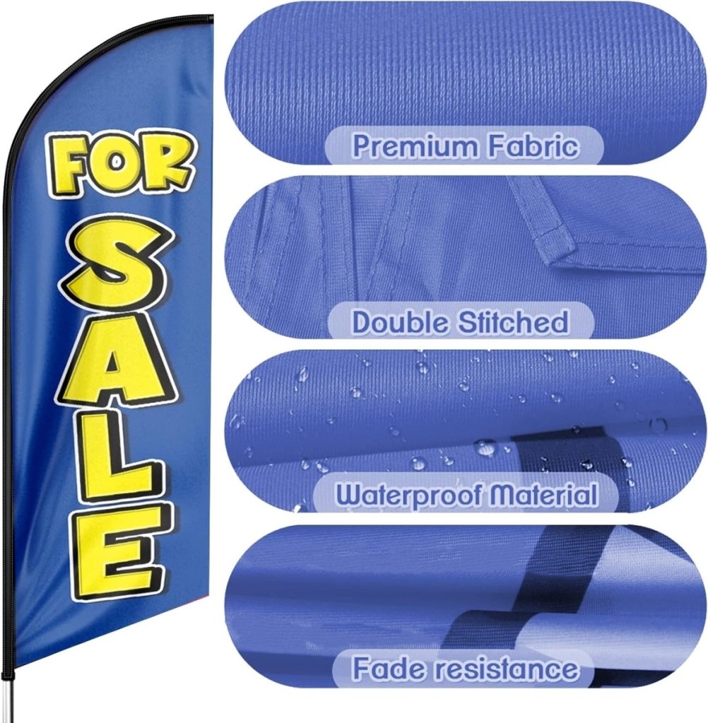 Sign For Sale - 8ft Blue Sale Feather Flag for For Sale Business（Flagpole Not Included） - FSFlag