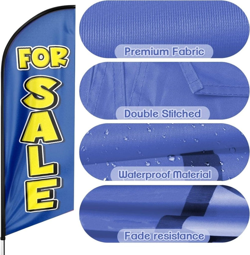 Sign For Sale - 8ft Blue Sale Feather Flag for For Sale Business（Flagpole Not Included） - FSFlag