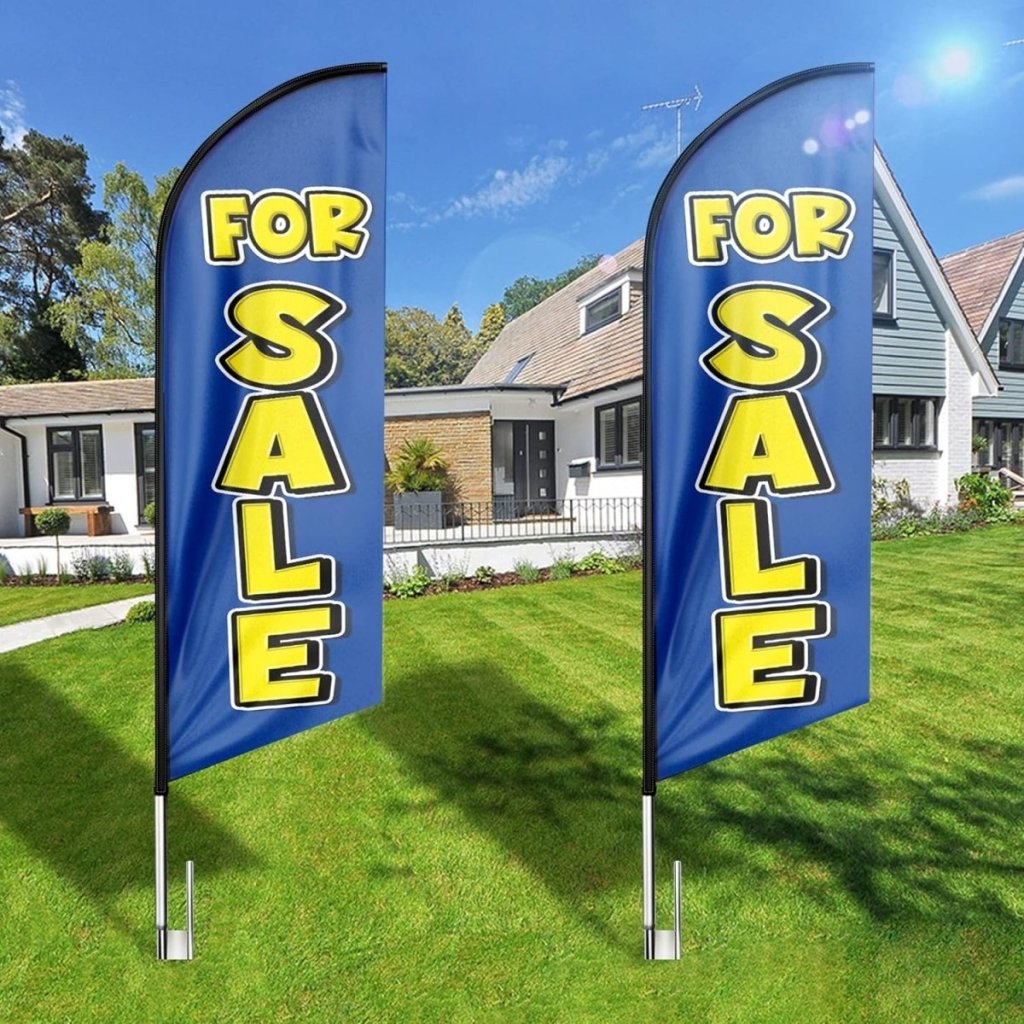 Sign For Sale - 8ft Blue Sale Feather Flag for For Sale Business（Flagpole Not Included） - FSFlag