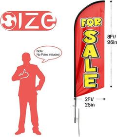 Sign For Sale - 8ft Red Sale Feather Flag for For Sale Business（Flagpole Not Included） - FSFlag