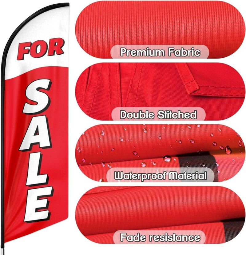 Sign For Sale - For Sale Feather Flag for Business (8ft, Red Flagpole Not Included） - FSFlag