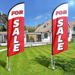 Sign For Sale - For Sale Feather Flag for Business (8ft, Red Flagpole Not Included） - FSFlag