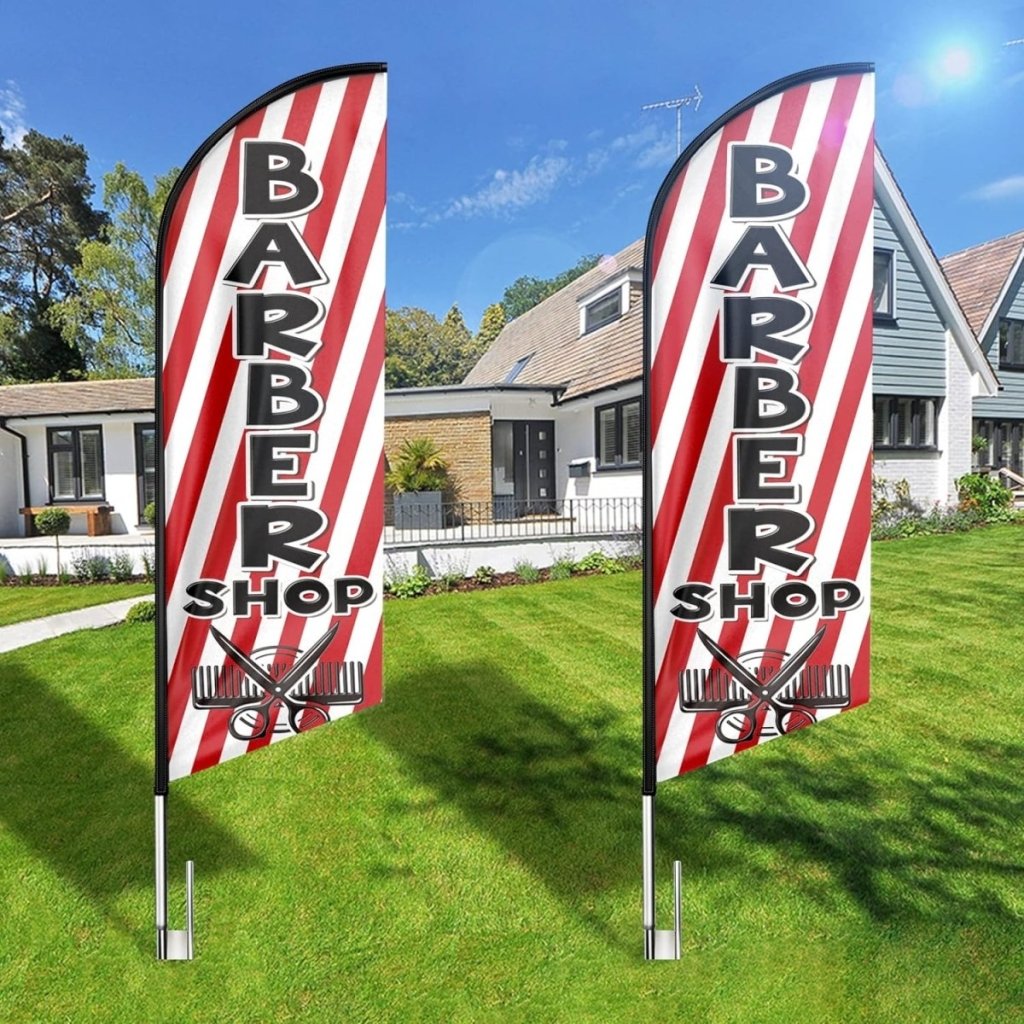 Signs For Barber Shop - 8FT Barber Shop Feather Flag for Barber Shop Business（Flagpole Not Included） - FSFlag