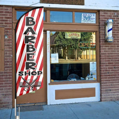 Signs For Barber Shop - 8FT Barber Shop Feather Flag for Barber Shop Business（Flagpole Not Included） - FSFlag