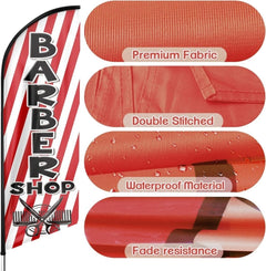 Signs For Barber Shop - 8FT Barber Shop Feather Flag for Barber Shop Business（Flagpole Not Included） - FSFlag