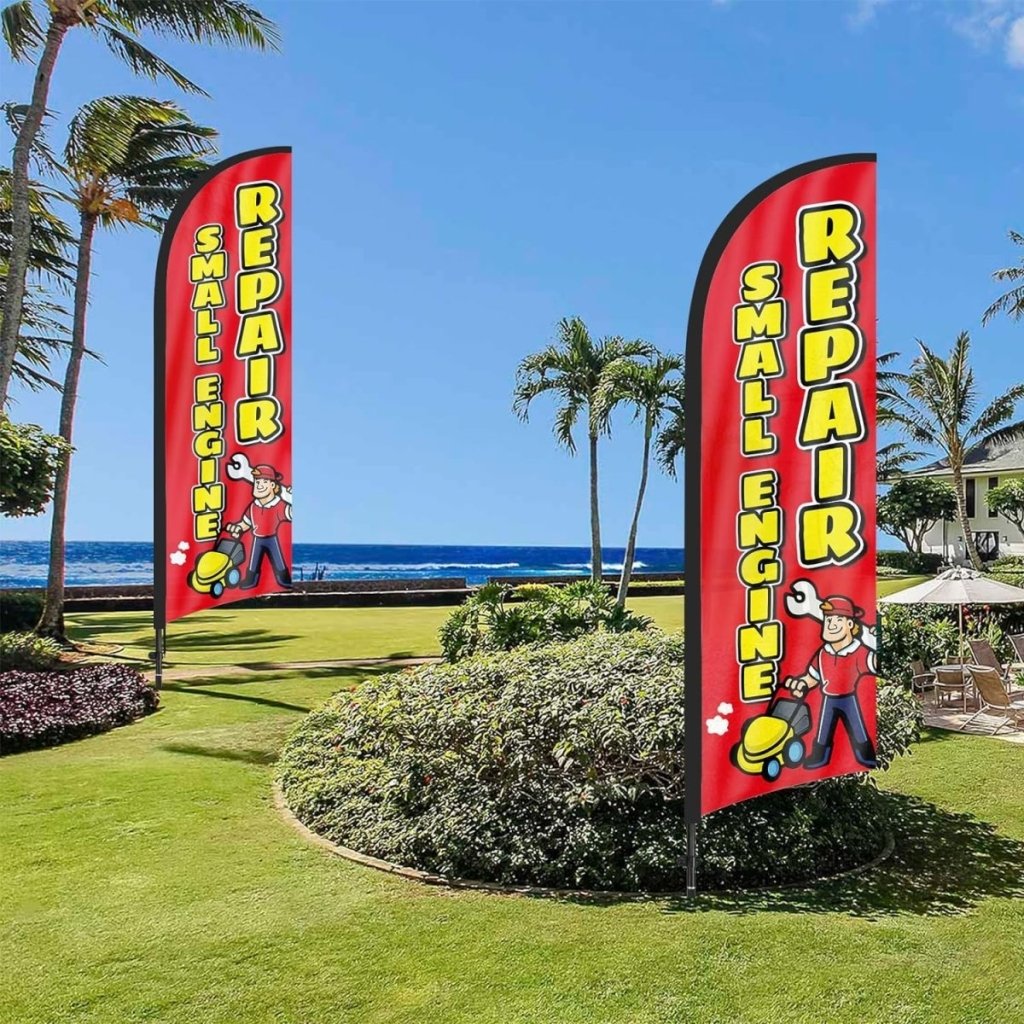Small Engine Repair Sign - 8ft Small Engine Repair Feather Flag Pole Kit - FSFlag