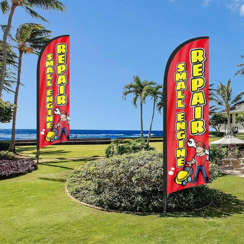 Small Engine Repair Sign - 8ft Small Engine Repair Feather Flag Pole Kit - FSFlag