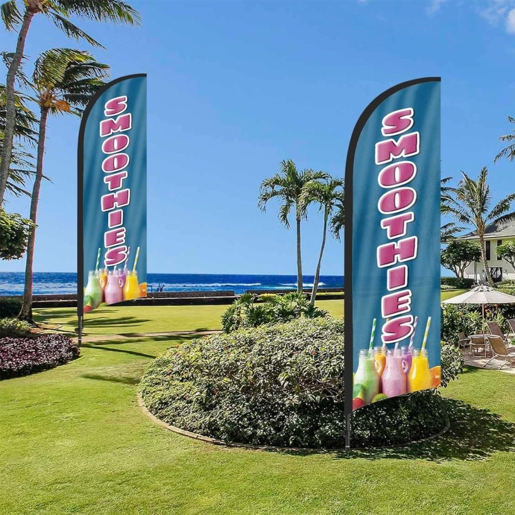 Smoothie Sign - 8ft Smoothies Feather Flag Set for Smoothies Business - FSFlag