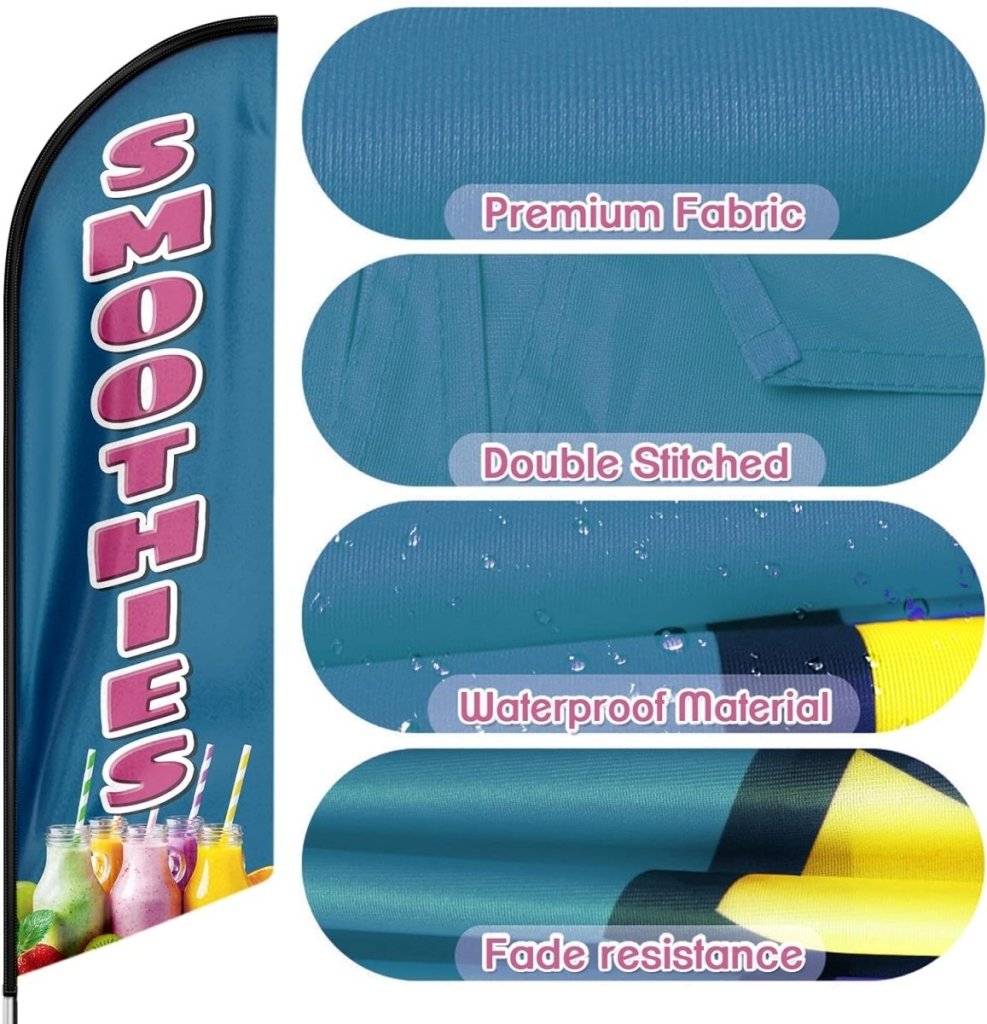 Smoothie Sign - 8ft Smoothies Swooper Feather Flag for Smoothies Business（Flagpole Not Included） - FSFlag