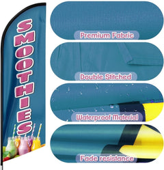 Smoothie Sign - 8ft Smoothies Swooper Feather Flag for Smoothies Business（Flagpole Not Included） - FSFlag