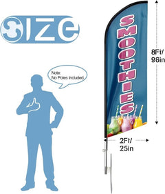 Smoothie Sign - 8ft Smoothies Swooper Feather Flag for Smoothies Business（Flagpole Not Included） - FSFlag