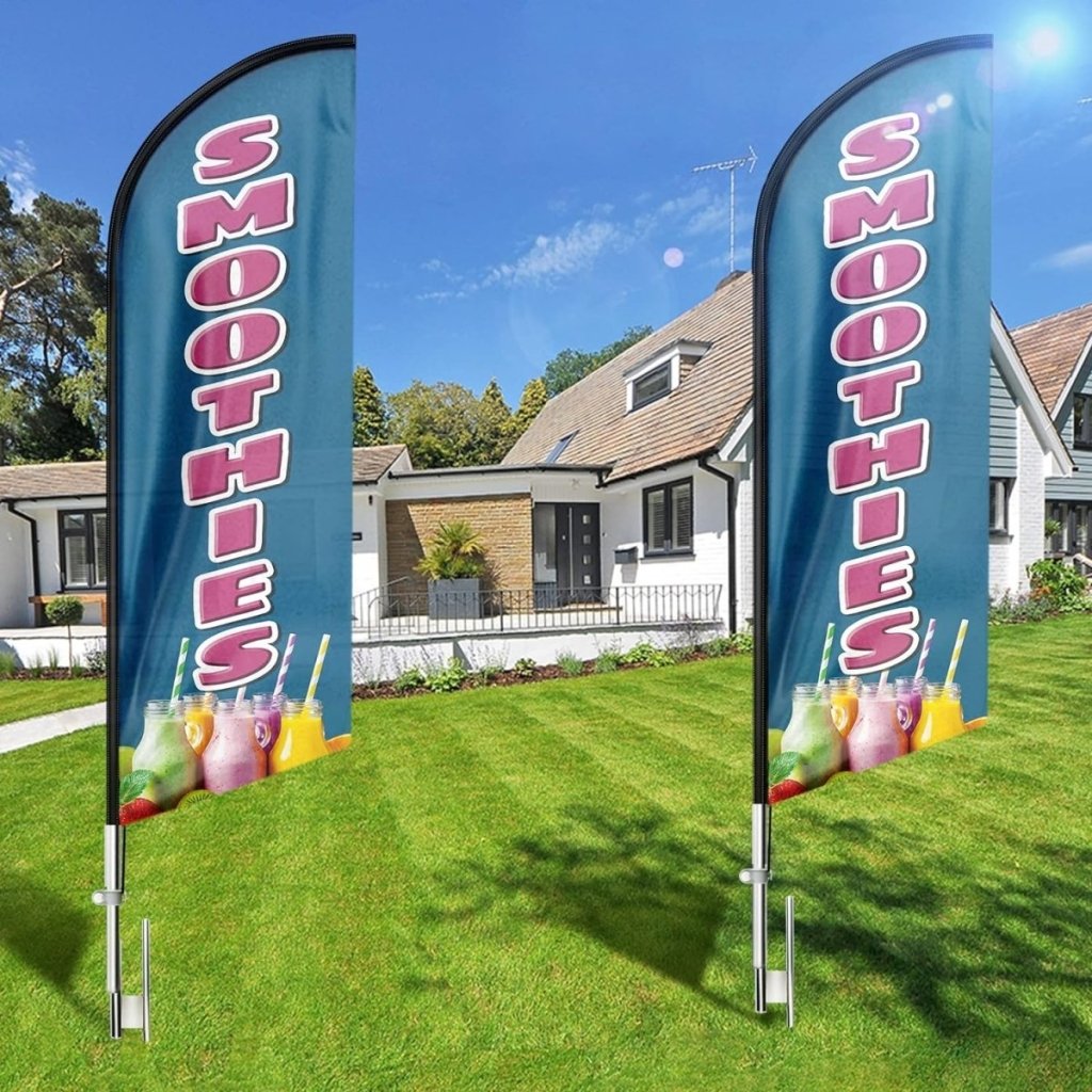 Smoothie Sign - 8ft Smoothies Swooper Feather Flag for Smoothies Business（Flagpole Not Included） - FSFlag